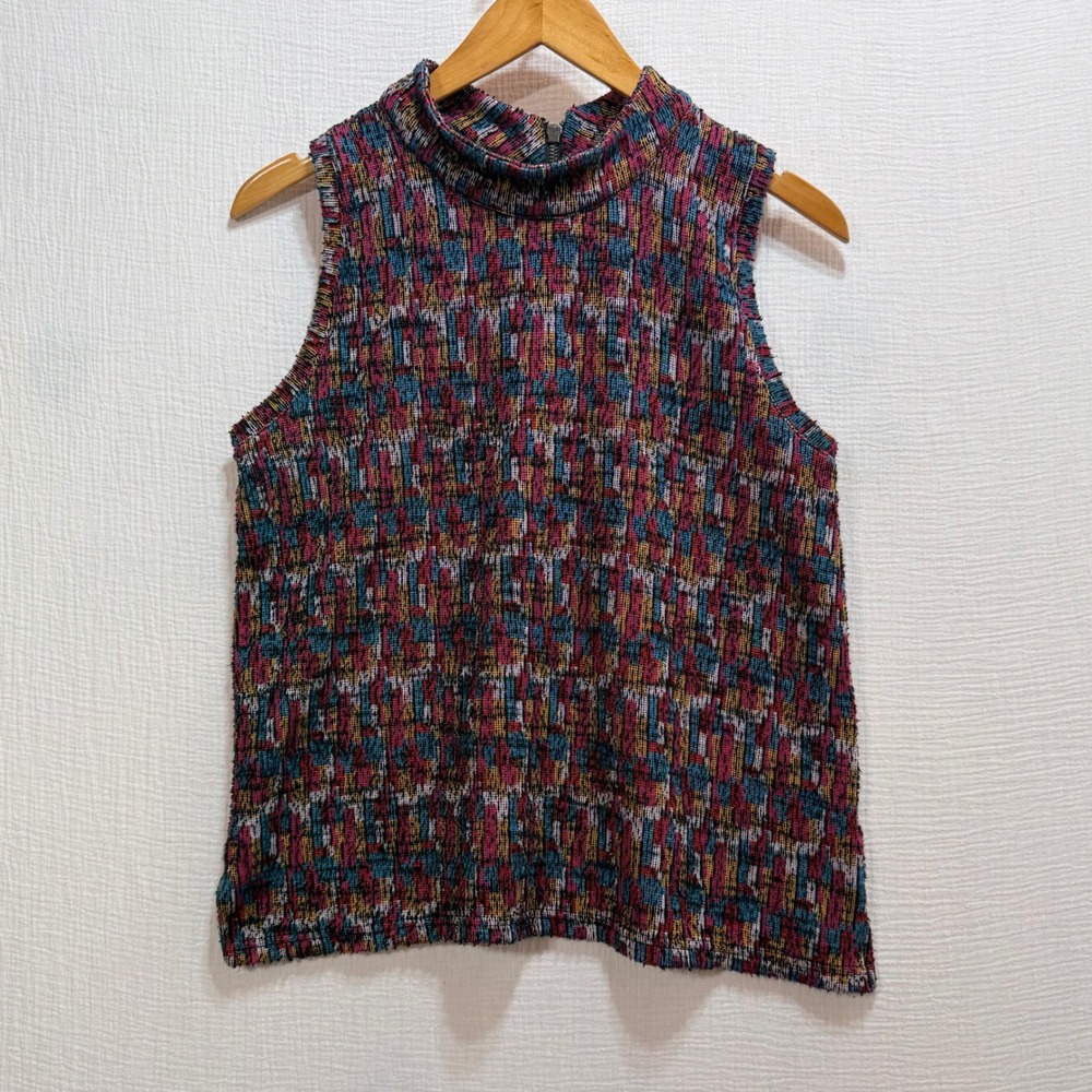 Akemi + Kin Anthropologie Sleeveless Mock Neck Top Size M Multicolor Knit Boho‎